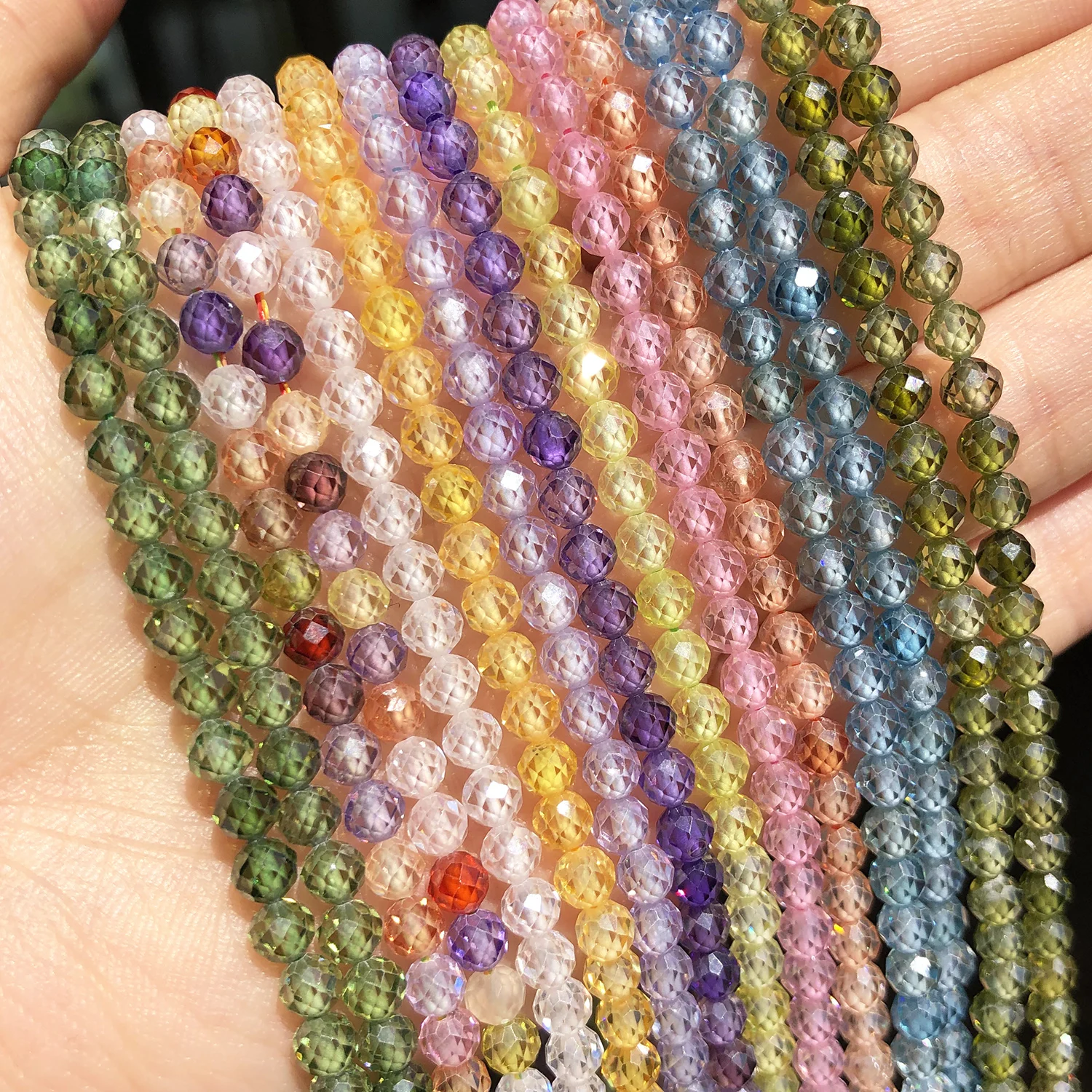 2 3 4mm Faceted Cubic Zirconia Rhinestone Beads Multicolor Zircon Round Loose Beads For Jewelry Making Beadwork DIY Bracelet