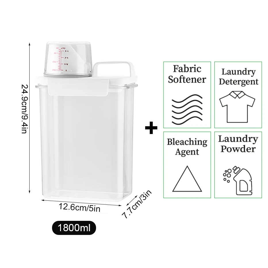 1100/1800/2300Ml Hervulbare Wasmiddel Dispenser Lege Tank voor Poederontharder Bleekmiddel Opslagcontainer met Etiketten
