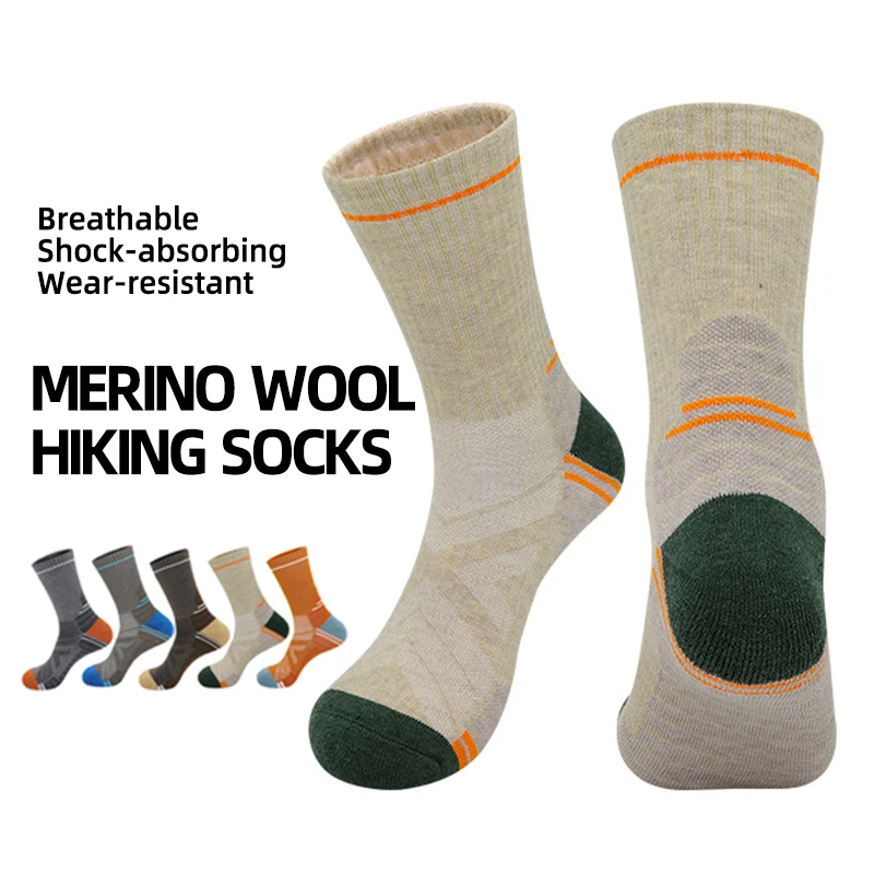 Merino Wool Socks Winter Warm Soft Hiking Camping Sports Crew Socks For Men Woman Adult Teenager Running Cycling