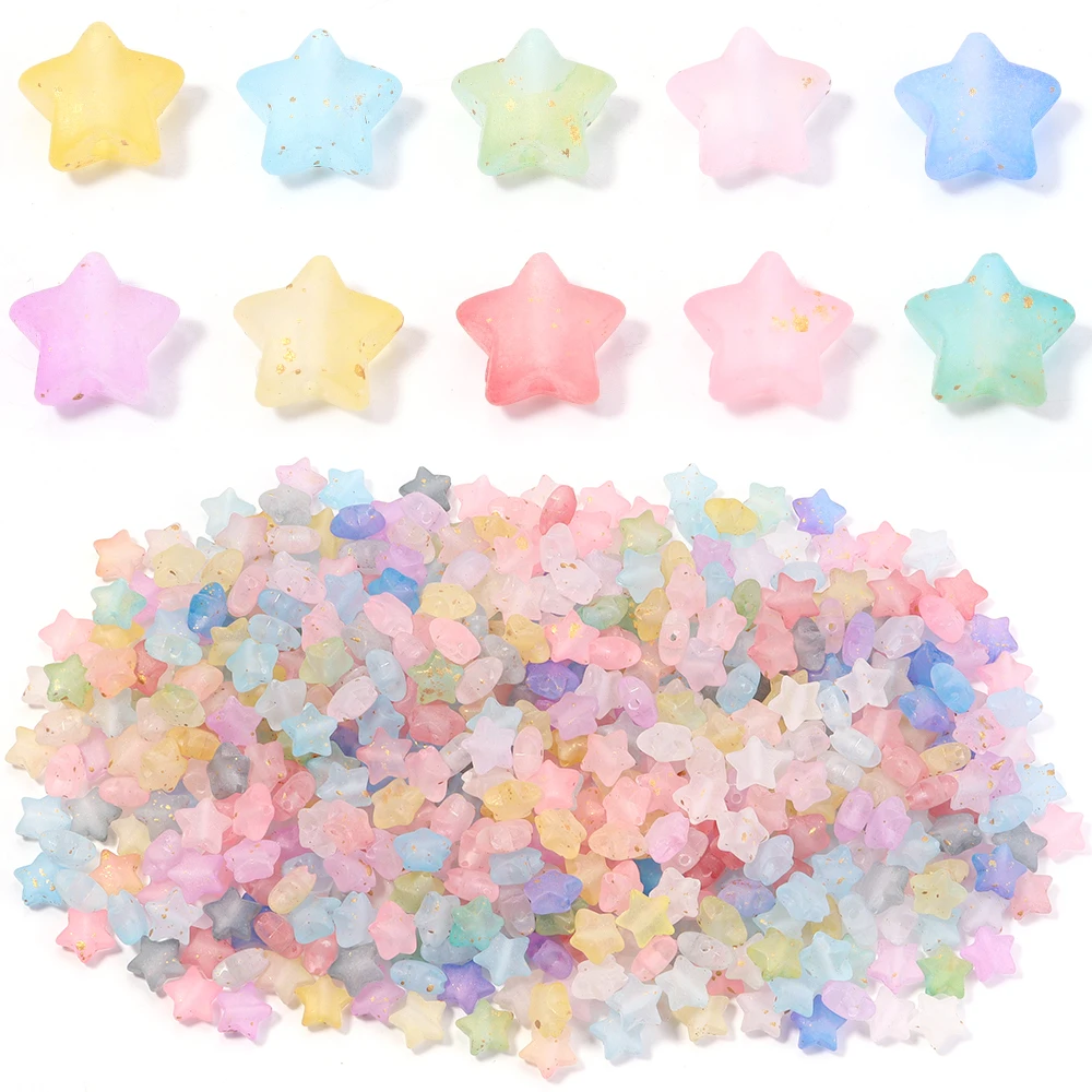 200pcs 9x10mm Star Acrylic Beads Colorful Transparent Loose Spacer Beads For Jewelry Making DIY Bracelets Beading Accessories