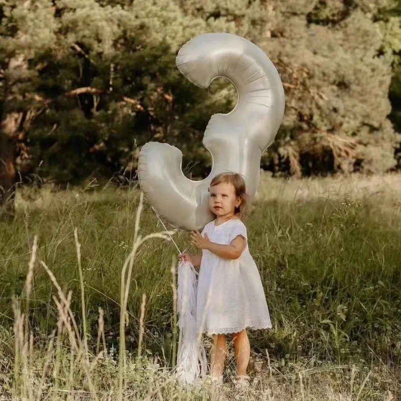 32/40Inch Cream Color Number Balloons 1-9 Large Digital Foil Helium Ball Girl Kids Adult Happy Birthday Party Decoration Wedding