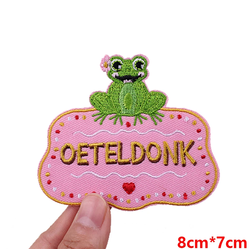 Netherland Oeteldonk Emblem Embroidered Patches For Clothing DIY Netherland Carnival Frog Embroiodery Patch Iron On Patches