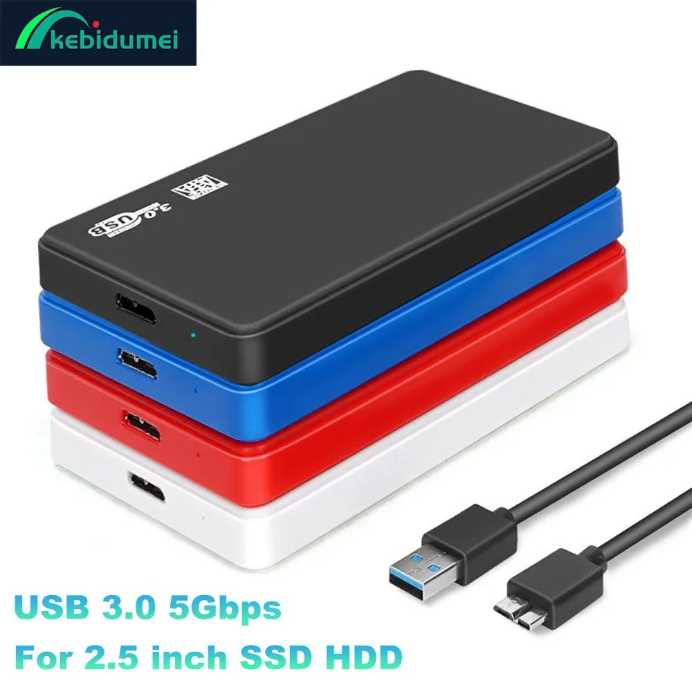Box esterno USB 3.0 per HDD/SSD SATA da 2,5 pollici, custodia per disco rigido con velocità di trasferimento di 5 Gbps, per laptop