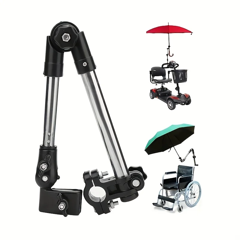 1Pc Adjustable stainless steel umbrella frame for wheelchairs and bicycles - Foldable design