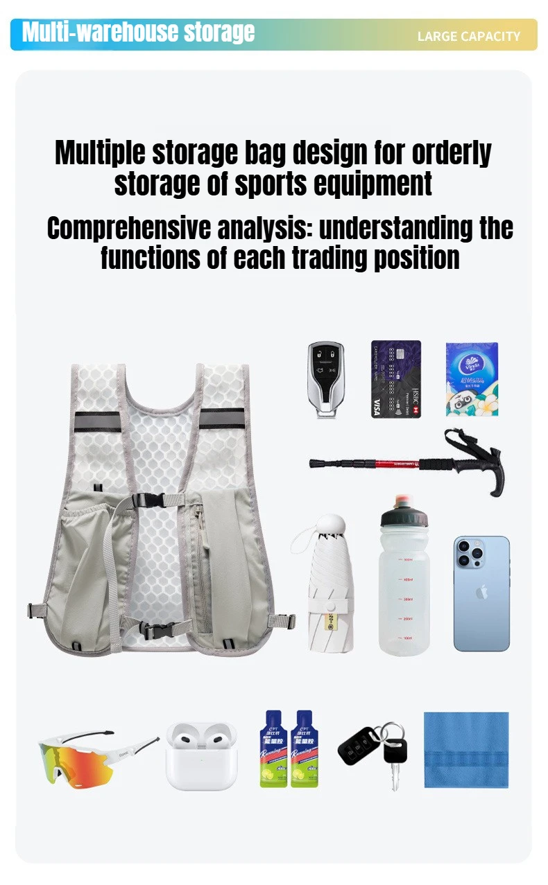 for Men Women Adjustable Cycling Hiking Marathon BackpackUltralight Breathable Hydration Vest Reflective Safety Running Vest