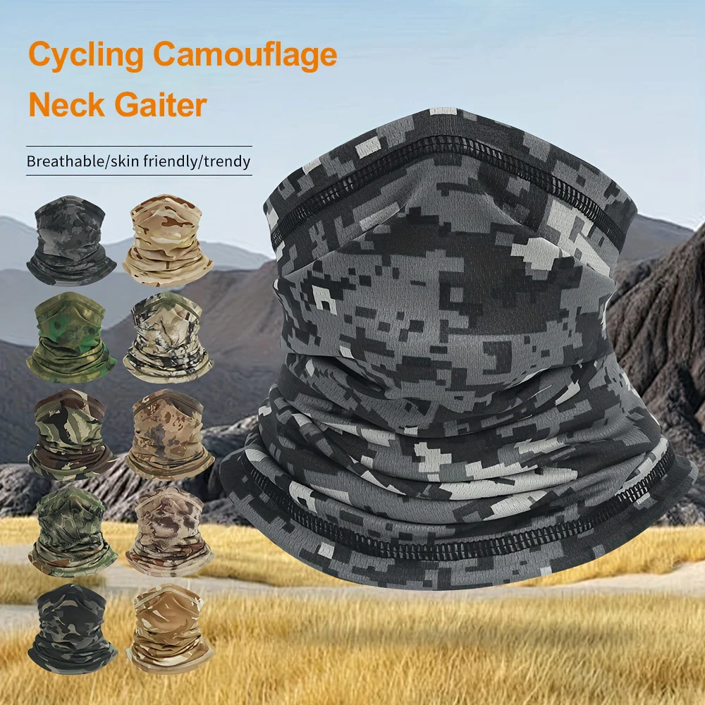 Cycling Camouflage Neck Gaiter Spring Summer Hiking Unisex Breathable Magic Scarf Fishing Sun Protection Face Mask Stretchy Camp