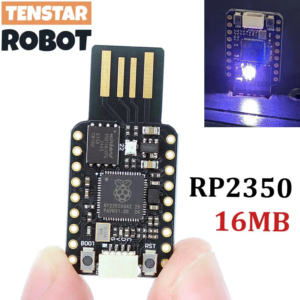 TENSTAR RP2350-USB 16MB Flash Mini Development Board Module Dual-Core RP2350A Chip 520KB SRAM For Raspberry Pi PICO2