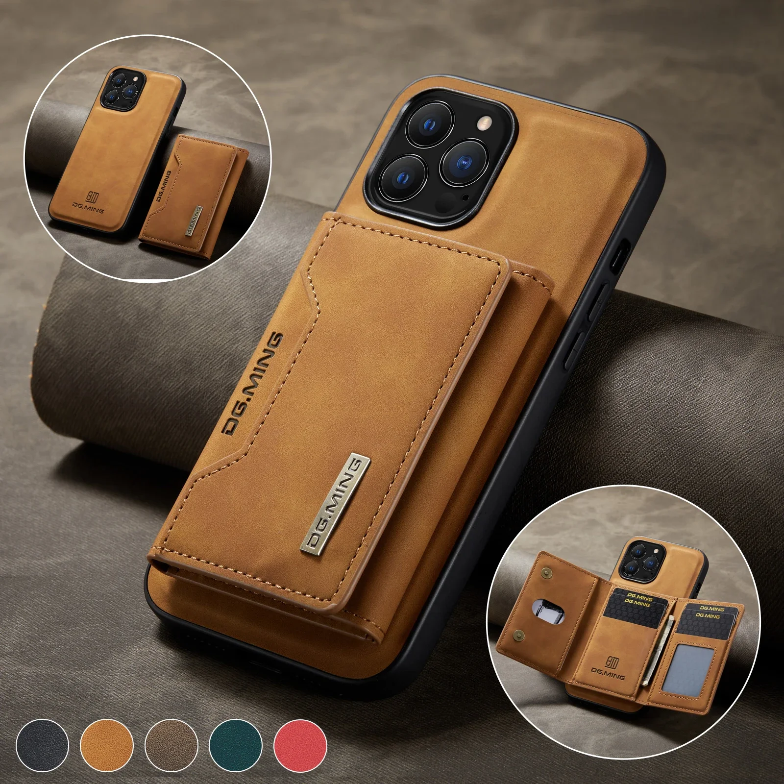 2-in-1 Abnehmbare Magnetische Lederhülle für iPhone 18 Pro Max 17air 16 15 13 12 11 14 Plus Brieftaschenhülle mit Kartenhalter und Tasche