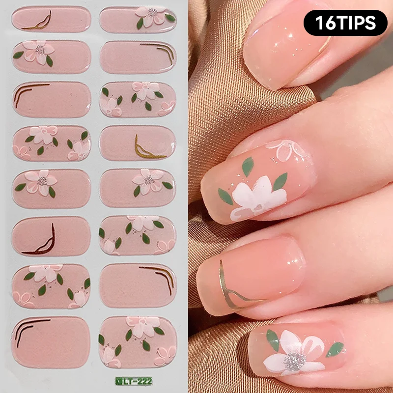 14/16Tips Full Cover Gradient Nail Stickers Multi Color Self Adhesive Slider No Need UV Lamp Cured Press ON Nail Decal