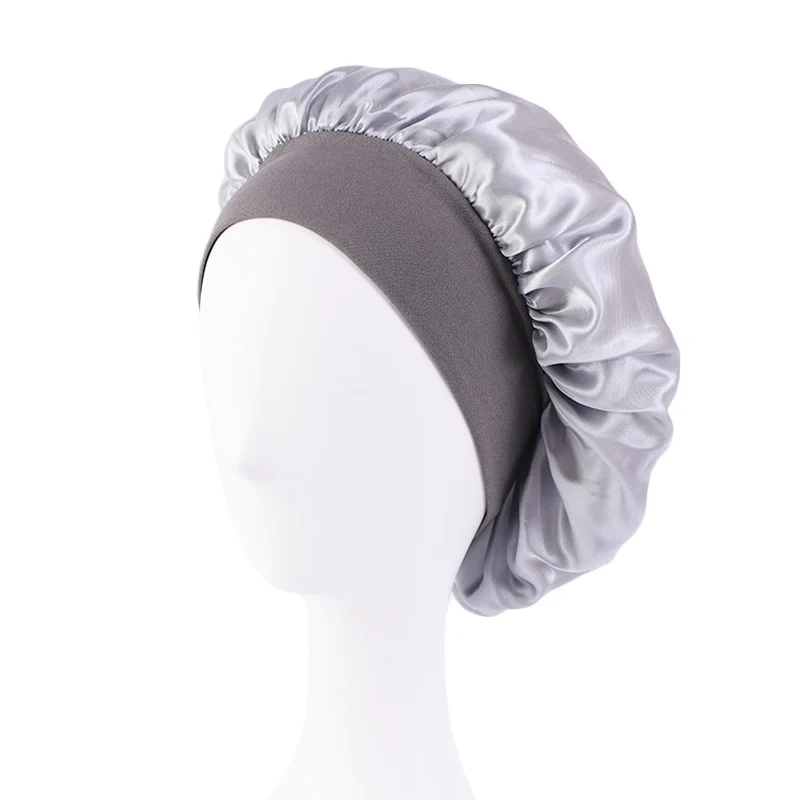 Nuevo gorro de dormir de ala ancha de satén, gorro sedoso para dormir, gorro para dormir con banda suave elástica, gorro de estilismo, herramienta para envolver el cabello