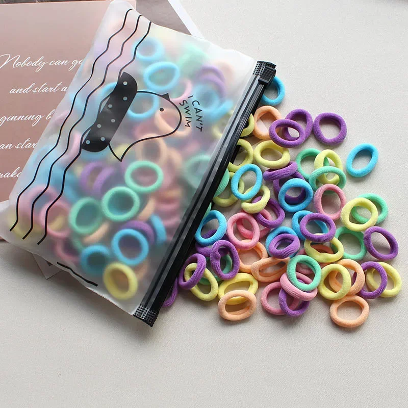 100pcs 2 ซม.เด็กผมวงยืดหยุ่นผมสาวหมากฝรั่ง Scrunchie ยางสําหรับเด็กไนลอนผมแถบคาดศีรษะเด็กอุปกรณ์เสริมผม