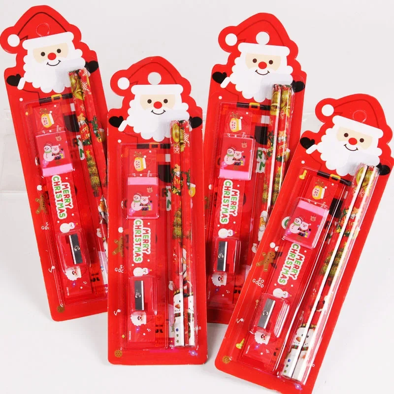 Cartoon Christmas Stationery Set Children Writing Tools Girl Gift Office School Art Supplies Drawing Pencils