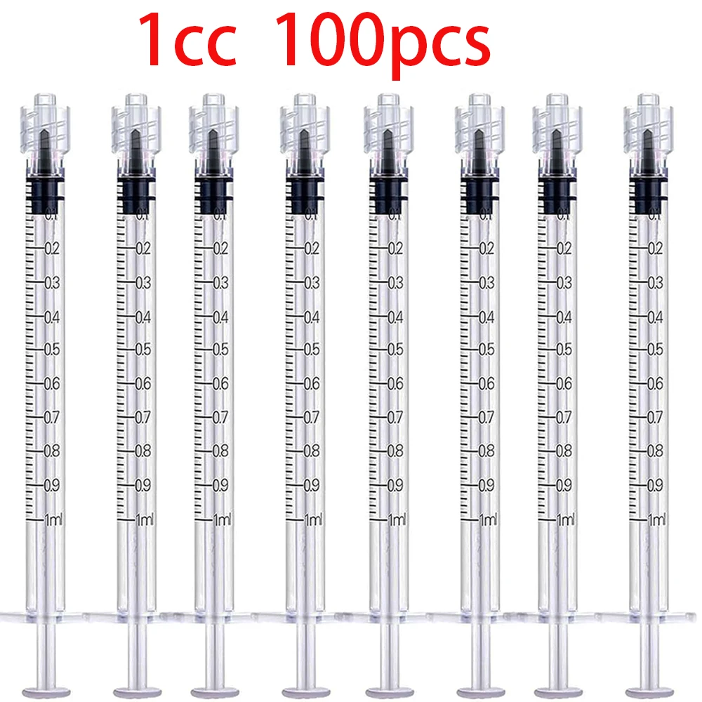 100Pcs/50Pcs/1Pc Laboratory Industrial 1ml Luer Lock Syringe, Suitable for Samplers, Glue Dispensers in Laboratories, DIY Industrial Use, Non-Sterile, Non-Medical