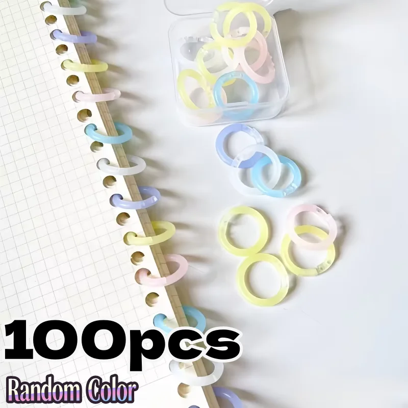 20/100pcs 다채로운 루스 리프 링 어셈블리 바인딩 코일 플라스틱 분리형 펀치 링 버클 파일 조직 사무실 Accessorie