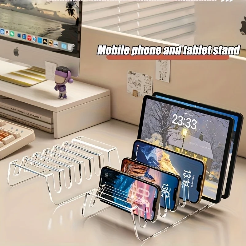6/8 Cells Multi-device Tablet, Electronic Storage Box, Desktop Phone Charging Storage Rack, Stand, Acrylic, Easy to Organize