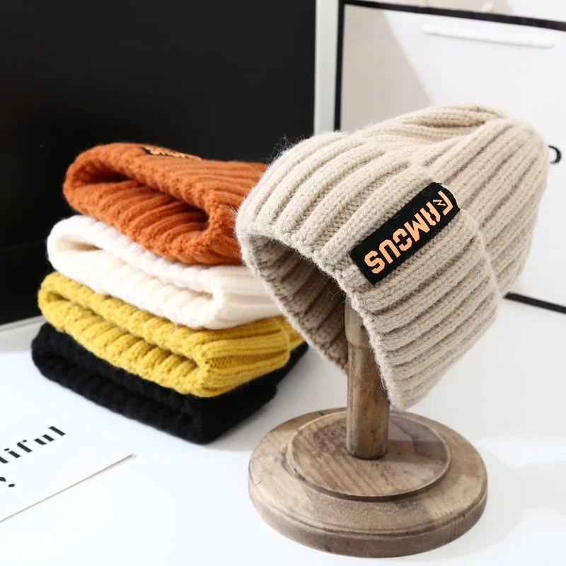 New Knitting Beanies Winter Caps For Men Women Warm Solid Color Hat Soft Crochet Unisex Take Cold Cap Beanie