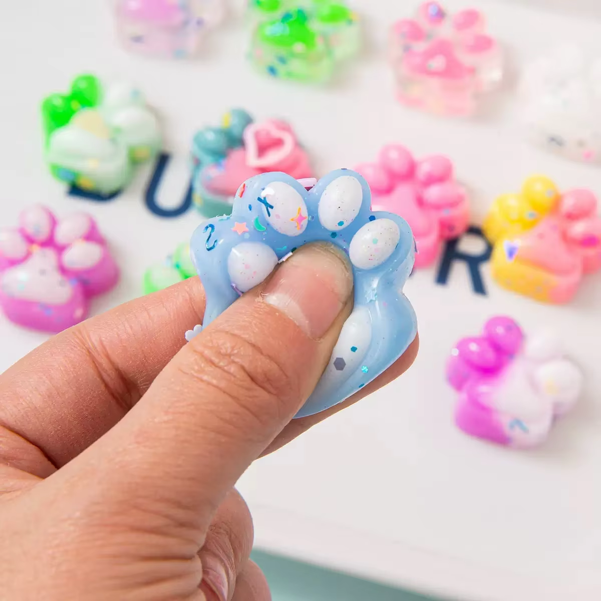 10pcs Mini Cute Cat Claw Plush Pinch Fun Colorful Halloween Christmas Party Pack Fillers for Pressure Reduction Cartoon Style
