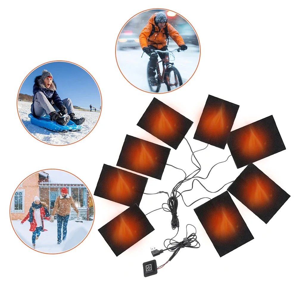 3 Levels Electric Cloth Heater USB Heating Pads Outdoor Thermal Winter Heating Vest Pads Vest Heater for DIY Heated Clothing