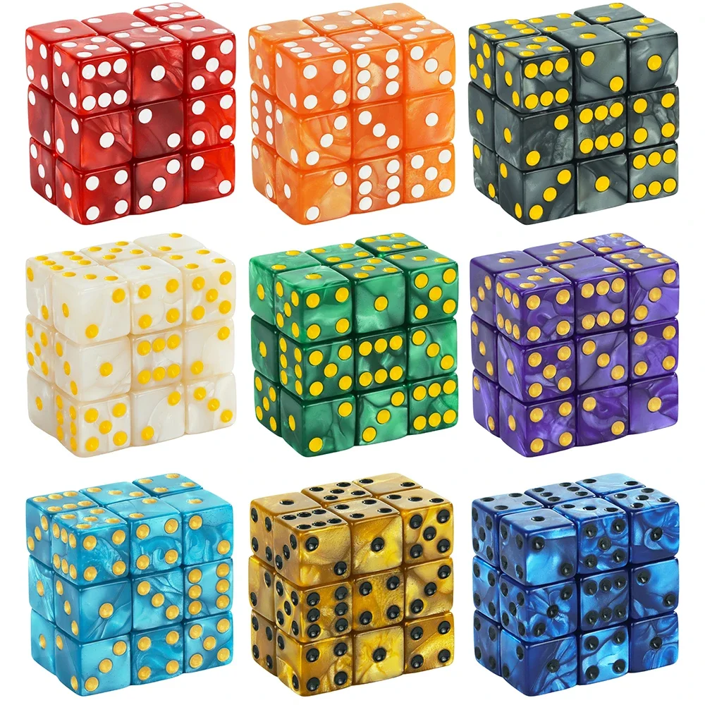 6-seitige Spielwürfel, 16 mm, Marmor-Acryl-D6-Würfelset für DND, RPG, Tischbrett, ame oder Mathematikunterricht, Aventurin-Abdruckswürfel