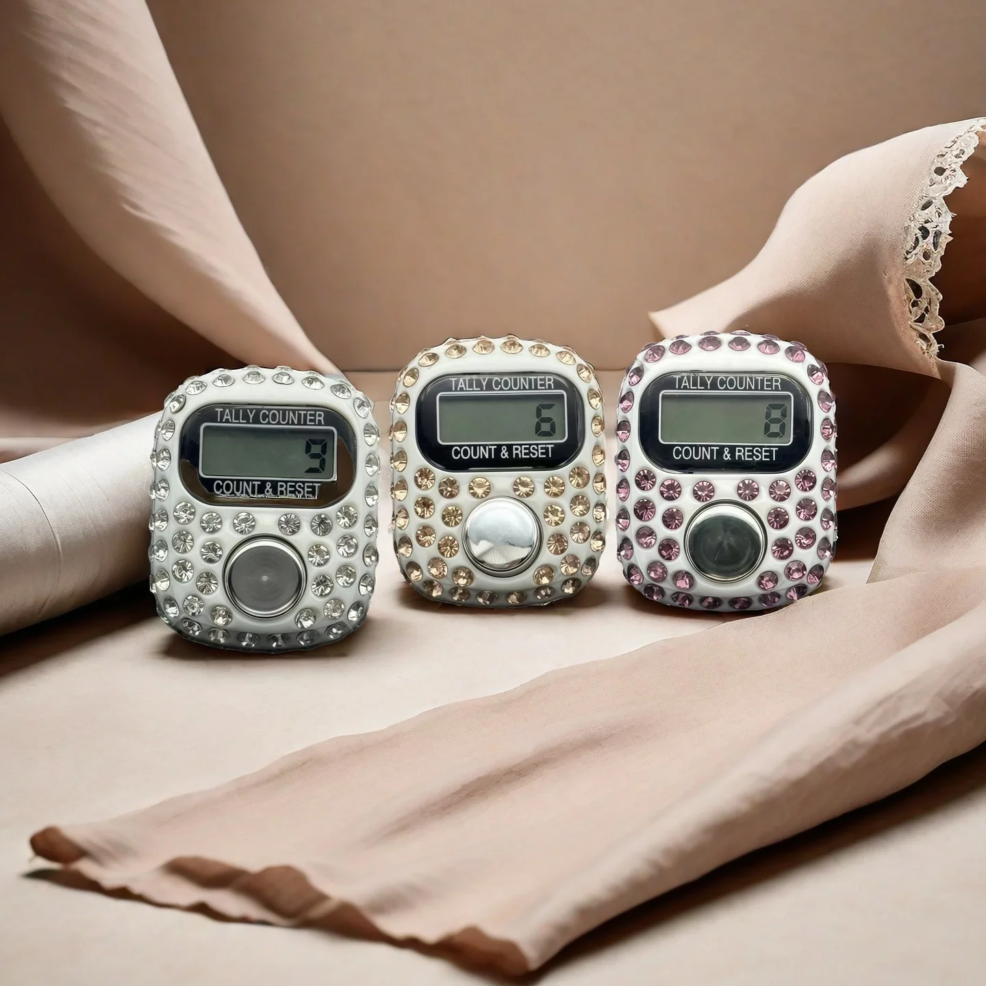 1 piece of sparkling ring counting device, 5 colors available, electronic counter display, cargo counting Tasbih Mini