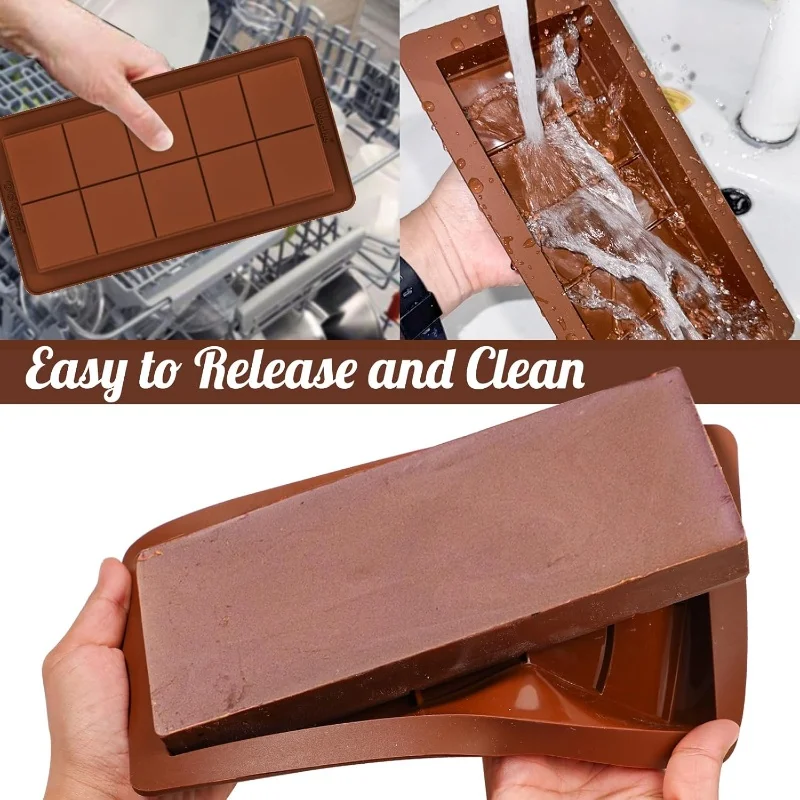 Stampi per tavolette di cioccolato Barre in silicone Break Apart Stampo per fusione di cera Rettangolo a rilascio facile Durevole per proteine e energia Regalo fatto a mano