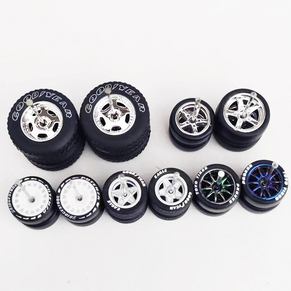 5 Sets (für 5 Autos) 1/64 Legierung Spielzeugauto-Räder Gummireifen für 1:64 Mini-Modellauto Matchbox