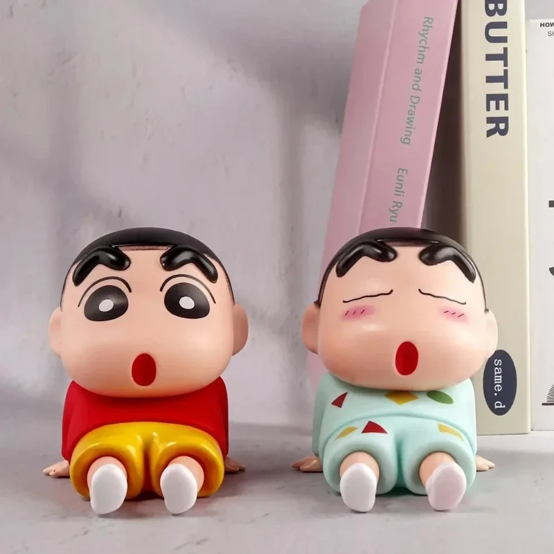 Anime Figure Crayon Shin-Chan Phone Holder Kawaii Desktop Ornaments Phone Support Mini GK Collection Decoration Toys Girls Gifts