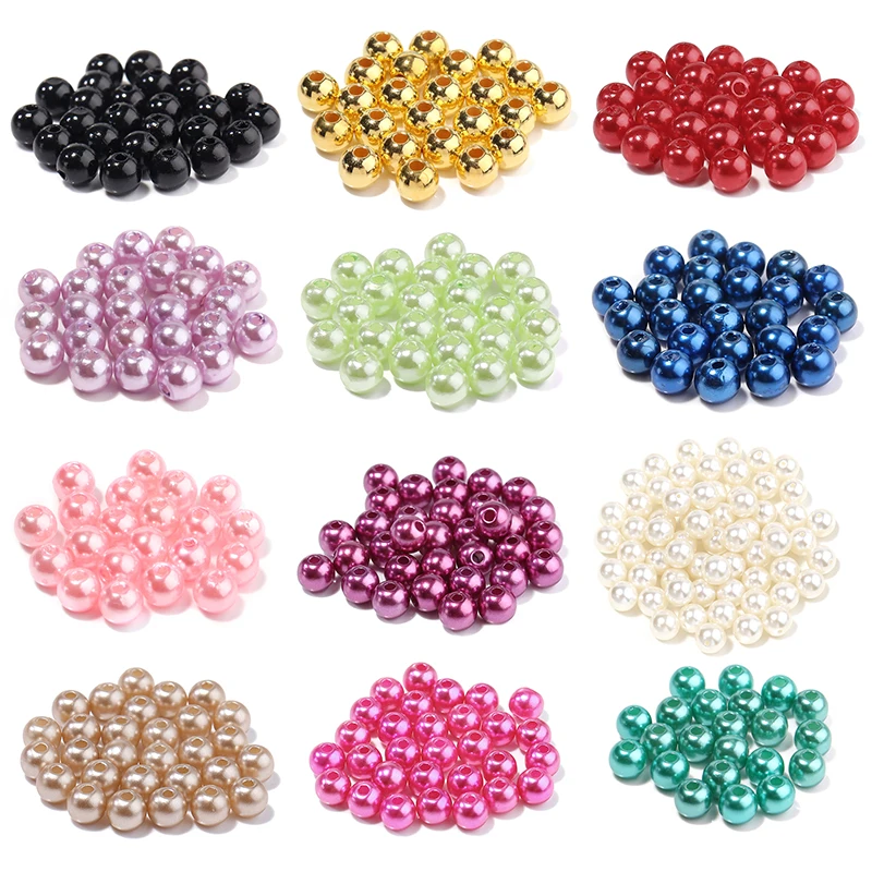 50-1000pcs/Lot Round ABS Imitation Pearl Beads Loose Beads Plastic Acrylic Spacer Bead For Jewelry Making Diy Bracelet Necklace