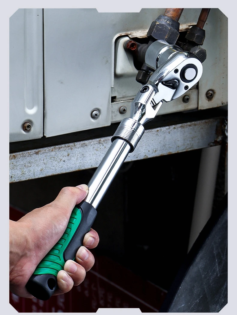Drive Socket Drive Standard Ratchet Wrench , 1/4，3/8，1/2 Inch Flexible 72-Tooth Extendable Telescopic Socket Spanner Wrench