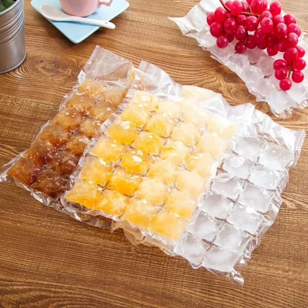 10-100pcs/pack Disposable Ice Bag Lattice Ice Cube Mold Bar Self-sealing Ice Tray Bag Ice Cube Bag Box Edible Frozen Ice Cube
