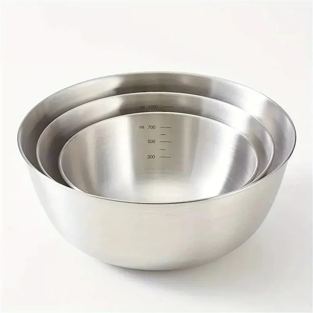 1-3 Stainless Steel Bowl Set with Scale for Cooking Baking Food Storage Large Capacity Mixing Bowls for Home Kitchen Essentials