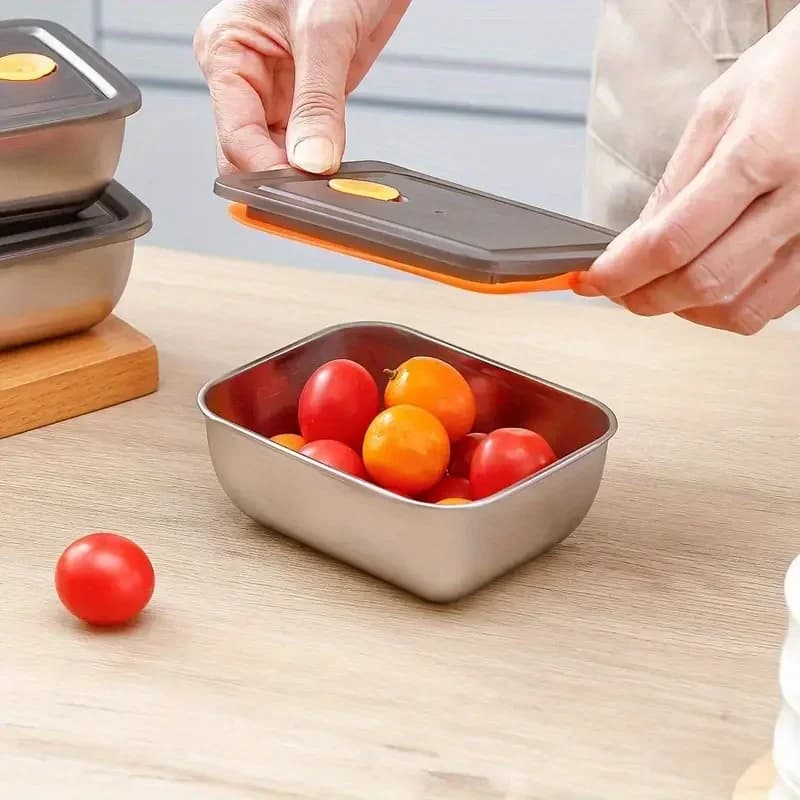 4pc Stainless Steel Food Storage Containers Set - Thickened Leakproof, BPA-Free Stackable for Fridge/Freezer/Pantry Organization