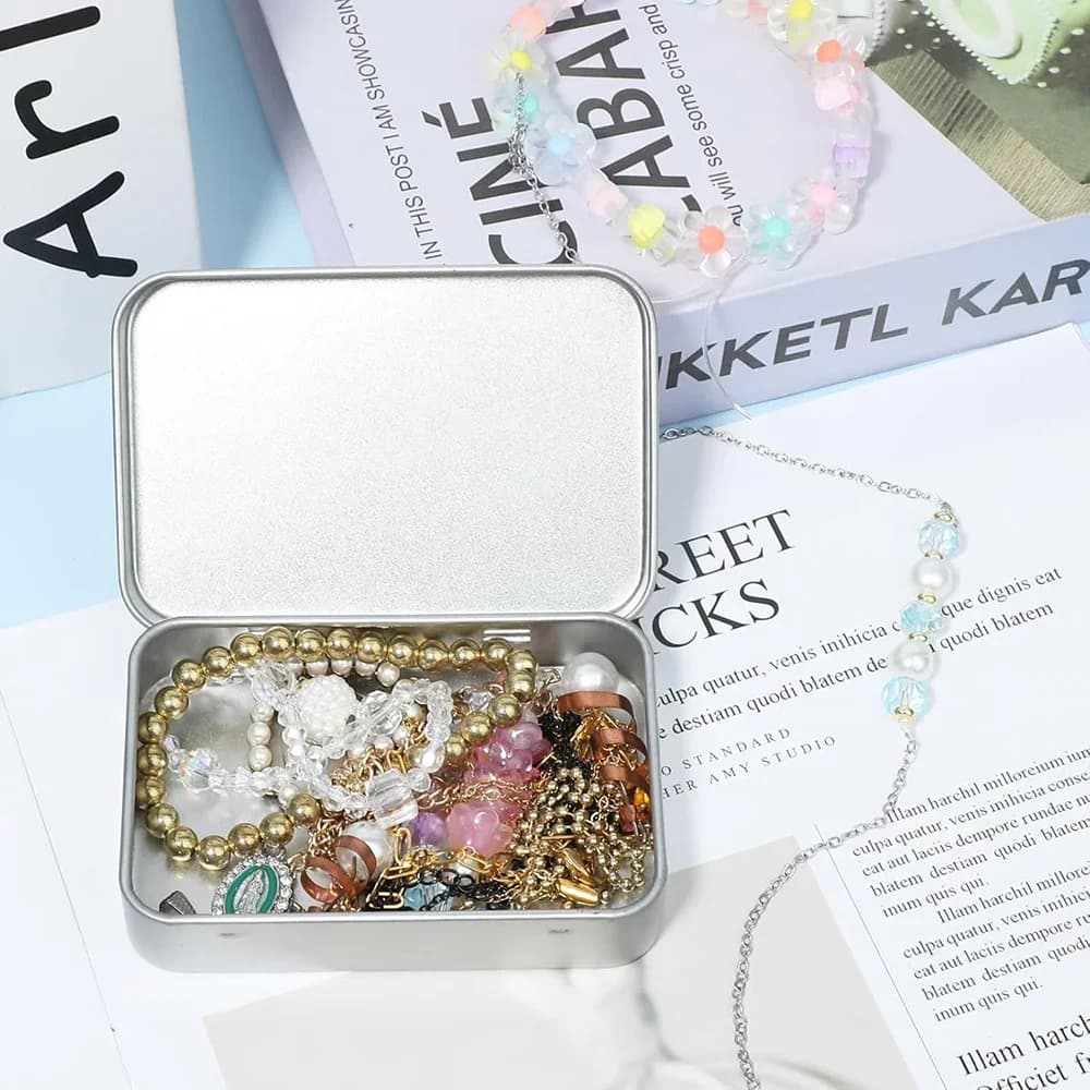 6Pcs Metal Hinged Tin Box Container Mini Portable Small Storage Container Kit with Lid for Home Storage Candy Craft Organizer