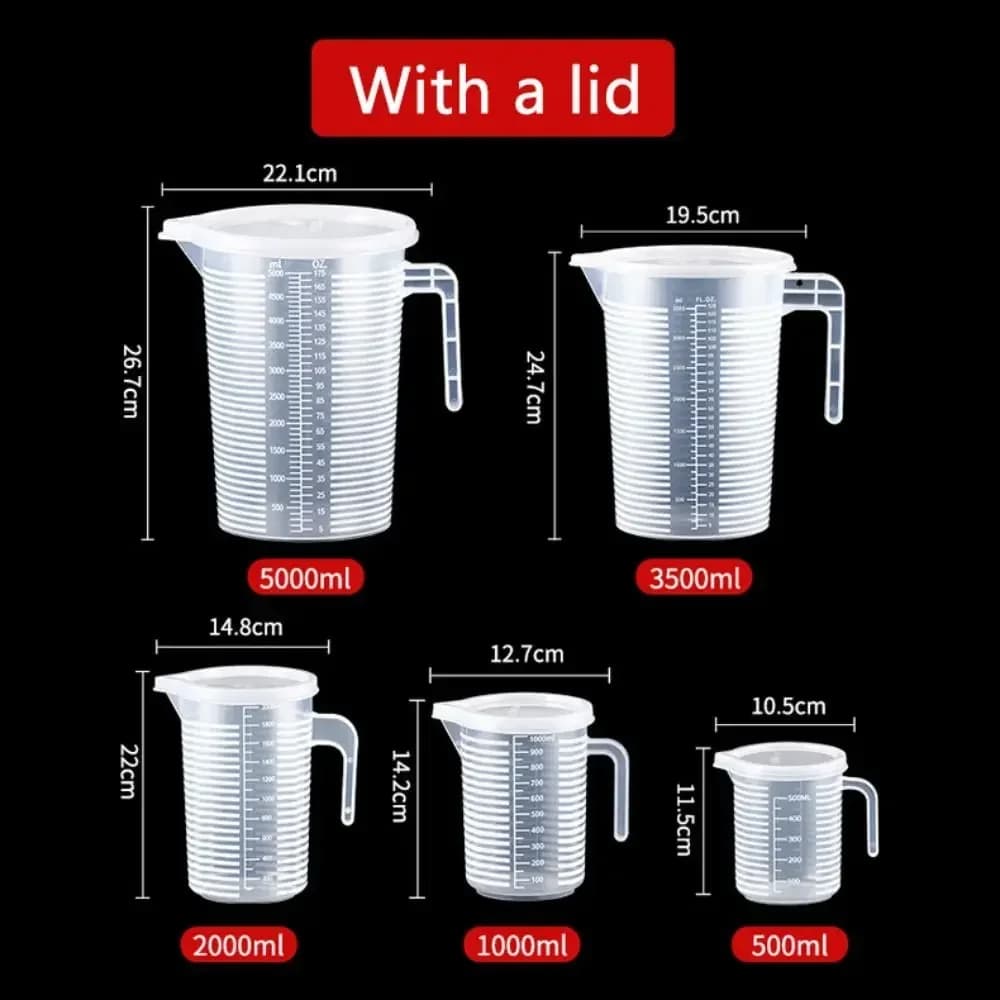 100-5000ml Kitchen Food Grade Measuring Cup Lidless with Lid Scale PC High Temperature Resistant Milk Tea Shop Plastic Beaker
