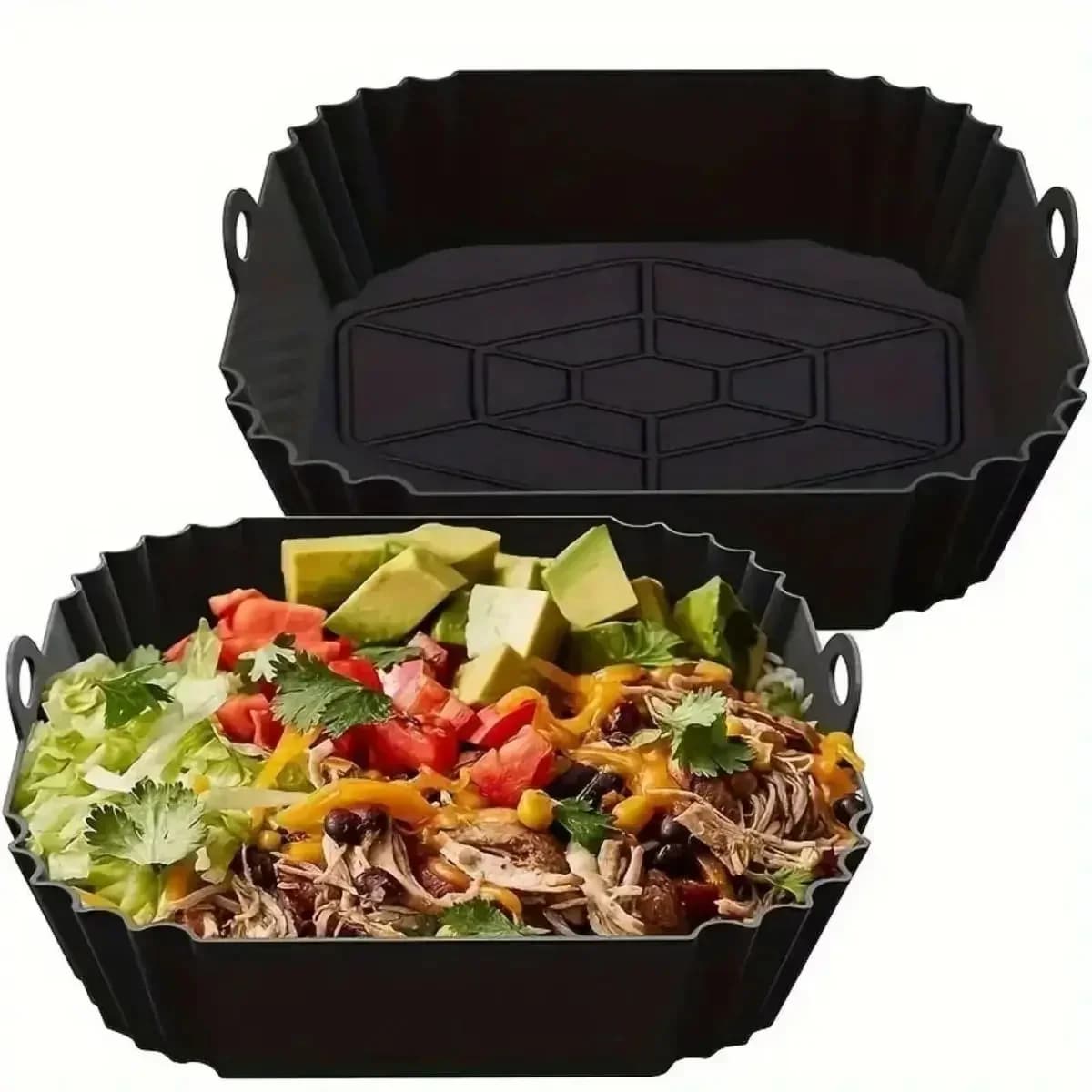 Reusable Air Fryer Silicone Pot Non Stick Baking Liner Heat Resistant Kitchen Cooking Mat Household Food Grade Bakeware Supplies