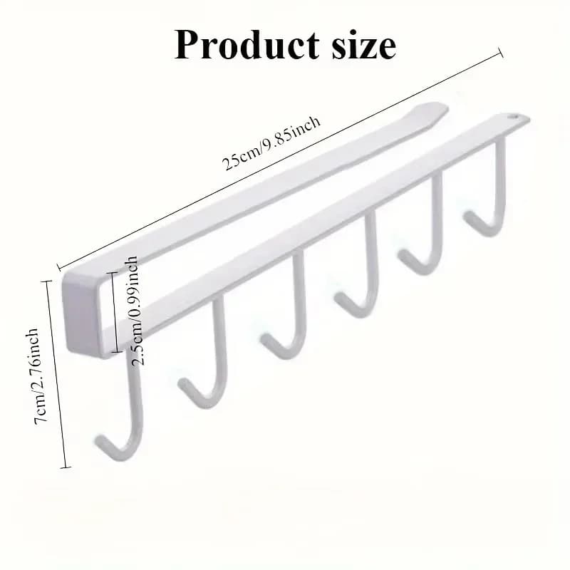 1pc Kitchen Shelf Storage Clothes Hanging Organizer Cup Holder Glass Mug Holder 6 Hooks Storage Rack