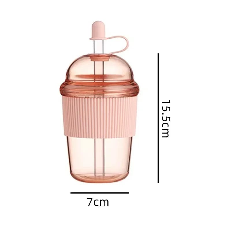 1pc 430ml Portable Flip Straw Cup Plastics Ins Style High-Capacity Water Bottles Tea Coffee Milk Heat-Resistant Juice Jelly Cups