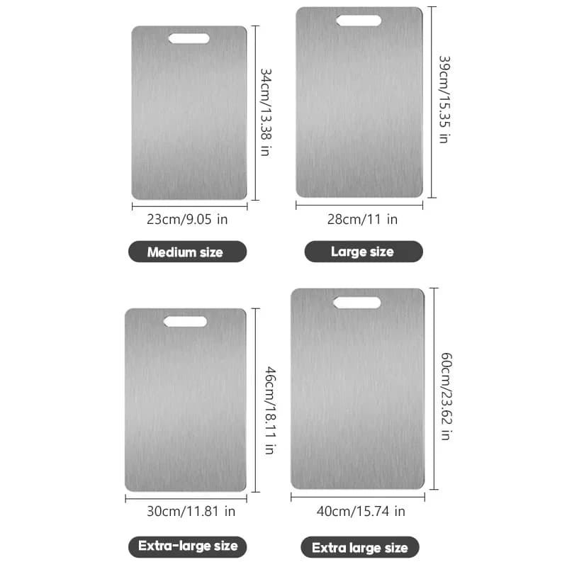 3PCS Stainless Steel Cutting Board - Heavy Duty Double-Sided Chopping Board for Meat, Vegetables, Dough Kneading & Kitchen Prep