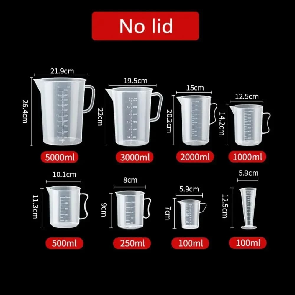 100-5000ml Kitchen Food Grade Measuring Cup Lidless with Lid Scale PC High Temperature Resistant Milk Tea Shop Plastic Beaker