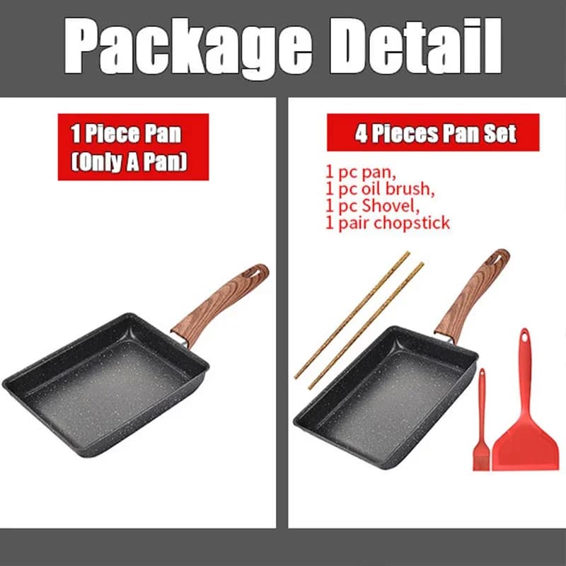 Tamagoyaki Japanese Omelette Pan Nonstick Egg Pan Skillet Rectangle Tamago Pan Small Egg Frying Pan with Cooking Tools