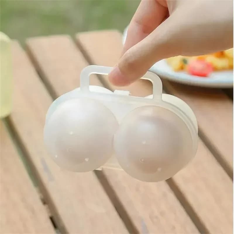 1pc 2-Cell Outdoor Portable Egg Box Plastic Egg Tray Refrigerator Egg Storage Box Shock-absorbing And Anti Drop Egg Loade