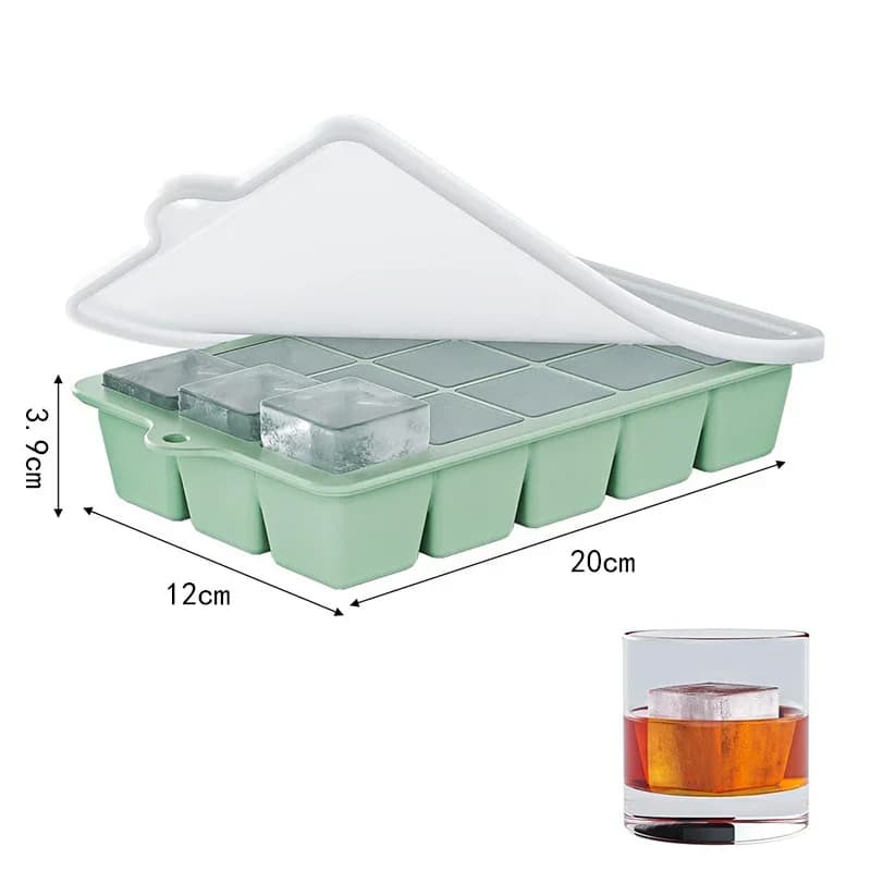 2PCS Ice Cube Moulds with Lid 15 Grid Silicone Freezer Ice Cube Trays Reusable Ice Cube Mold for Whiskey Cocktail Juice Coffee
