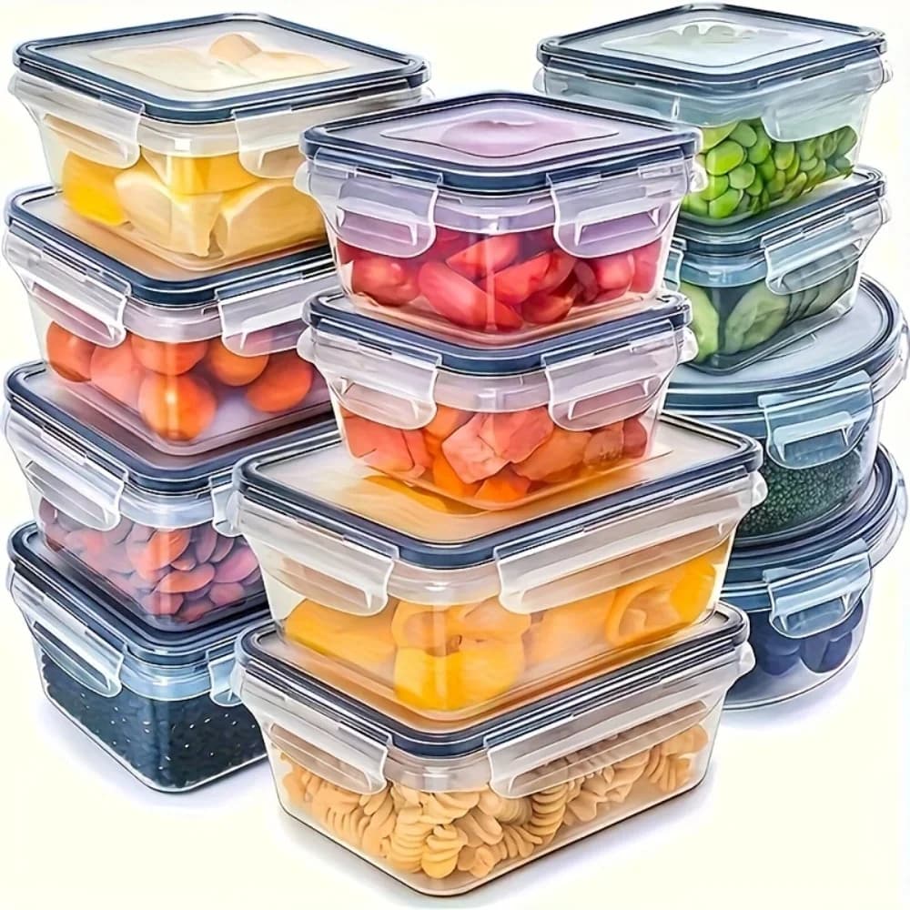 8-PC BPA-Free Airtight Food Containers with Locking Lids - Microwave/Freezer Safe PP Plastic Storage for Dry Goods/Fruit/Veggies
