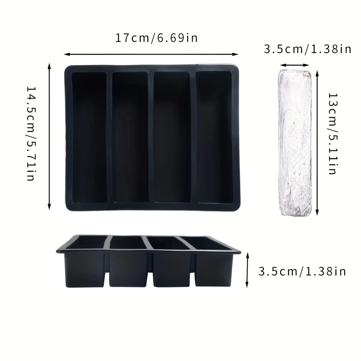 1/4pcs Large Rectangular Ice Cube Mold Set with Lid Stackable Freezer Trays for Bottles Beverages Long Cubes Mould Kitchen Items