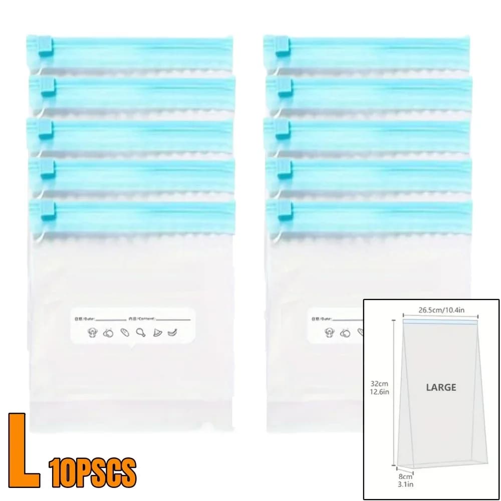 10-90pcs Fresh-keeping Storage Bags Zipper Sealed Food Bags for Fruits Grains Vegetables Meat Leakproof Freezer Storage Access