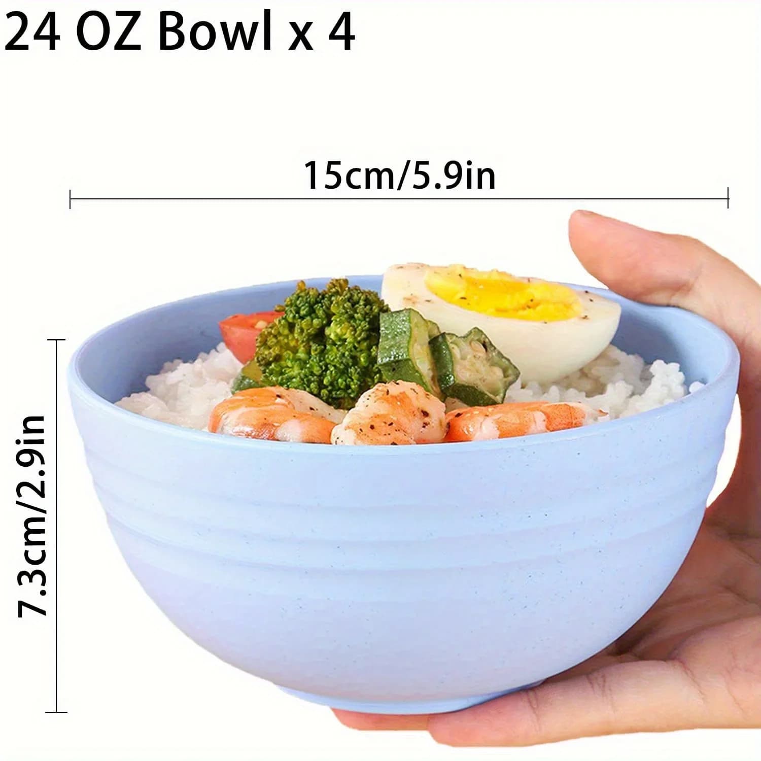 4-Piece Non Fragile Grain Bowl Set - 24 Ounce PP Plastic Bowl for Soup/Rice/Grains - Microwave and Dishwasher Safe