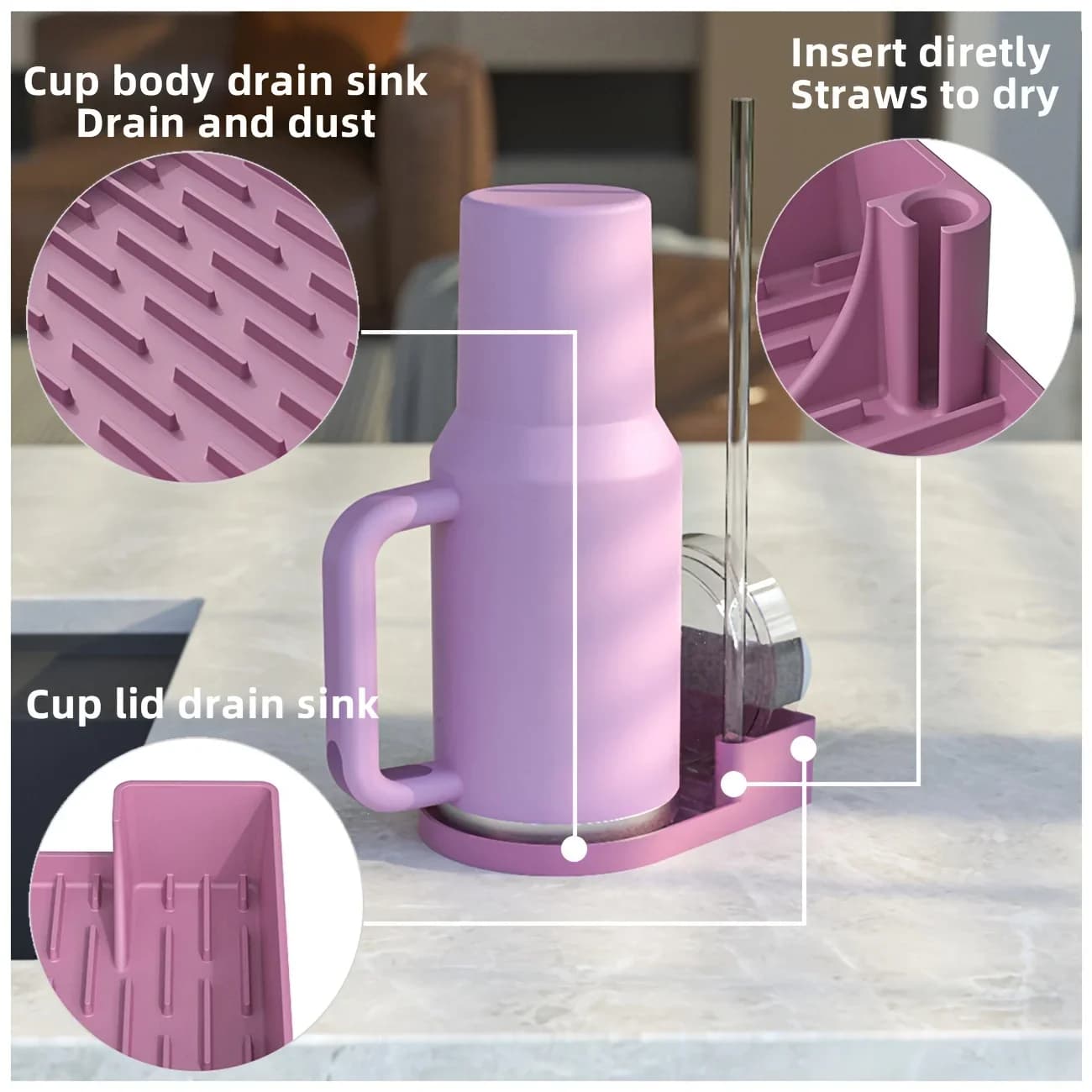 Silicone High Quality Tumbler Dry Store Rack Rack Tumbler Drying Station for Cleaning Cups and Storage Water Cup Holder