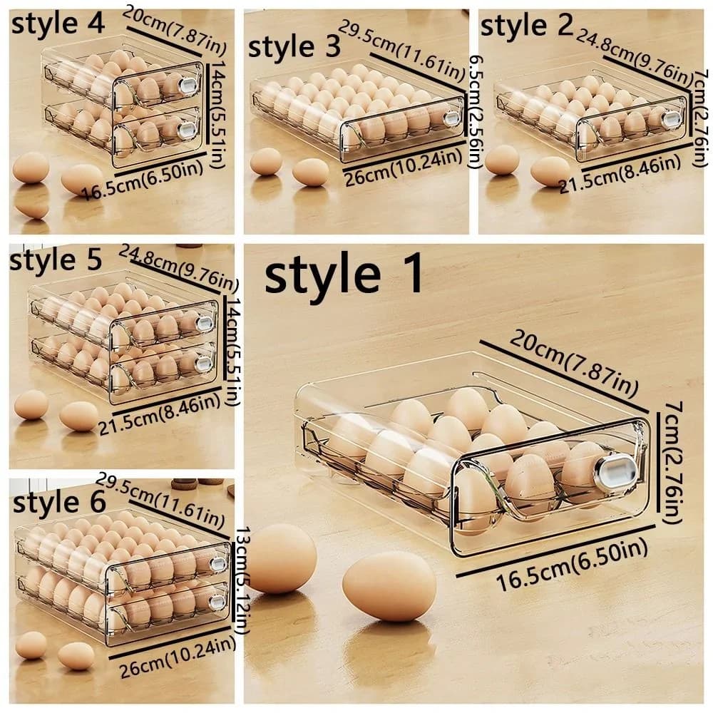 Transparent Egg Storage Box Double Layer Clear Plastic Egg Holder Time Scale Large Capacity Egg Storage Rack Drawer Organizer