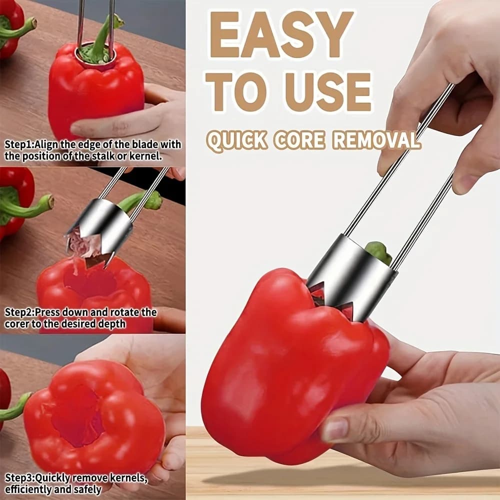 1/2/3pcs Stainless Steel Corer Tool - for Fruits & Veggies Like Apples, Peppers, Tomatoes | Easy Core Removal | Durable