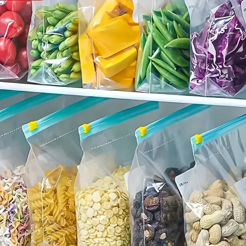 10-90pcs Fresh-keeping Storage Bags Zipper Sealed Food Bags for Fruits Grains Vegetables Meat Leakproof Freezer Storage Access
